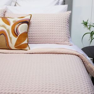 Duvet Covers: Jumbo Waffle Duvet Set: Nude - Super King