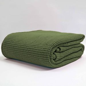 Blankets Throws: Newbliss Stonewashed Blanket: Olive - Large