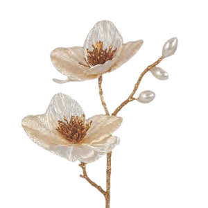 Gifts: Xmas Rose Spray with Pearls: Cream