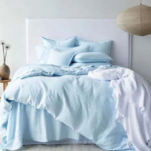 Pure Linen Duvet Cover Set with 2 pillowcases: Powder - King