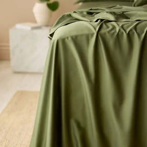 Bamboo Cotton Fitted Sheet: Olive - Queen