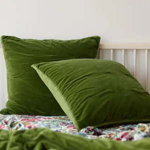 Eurocases: Venus Cotton Velvet Quilted Eurocase - Foliage