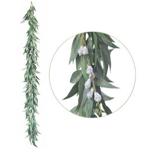 Faux Plants Foliages Flowers: Garland: Long Leaf Eucalyptus - 6ft