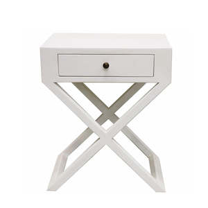 Italia Riviera Bedside Table with Cross Legs: White