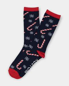 Mens Candy Canes Crew Socks