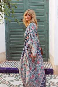 Dresses: Bed of Roses Kaftan - Blue with Green