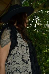 The Midnight Rose: Midnight Rose Vest with Winter Bloom silk lining - size M/L