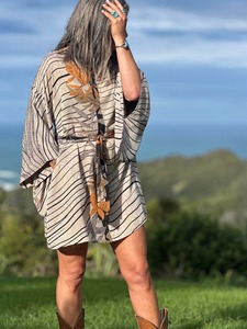 Vintage Sari Collection: Kitekite Kimono Dress - Sandstorm (S/M) Vintage Crepe Silk Sari