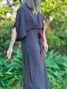 Vintage Sari Collection: Wandering Rose Wrap Dress - Woodsmoke