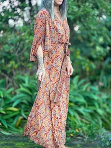 Vintage Sari Collection: Wandering Rose Wrap Dress - Copper Vine
