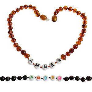 Custom Name Jewelry: Custom Name Amber Teething Necklace