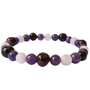 Adult Bracelet - Cherry Amber, Rose Quartz, Amethyst