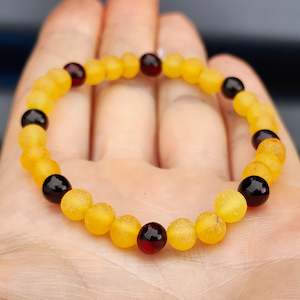 Amber Bracelets: Adults Bracelet - Raw Honey & Polished Cherry Amber