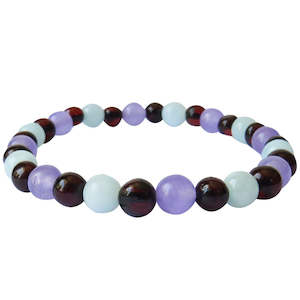 Amber Bracelets: Adults Bracelet - Polished Cherry & Pastel Chalcedony
