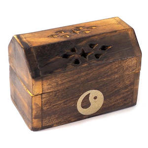 Incense Oil Burners: Yin Yang Wooden Cone Incense Burner