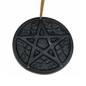 Black Metal Pentacle Incense Burner / Holder (10A4)