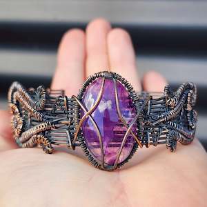 Copper Bracelets: Handmade Copper & Natural Amethyst Wrap Cuff Bracelet