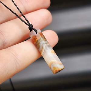 Natural Agate Cylinder Pendant Necklace (1BBB272)