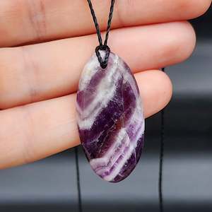 Natural Amethyst Oval Pendant Necklace (1BBB280)