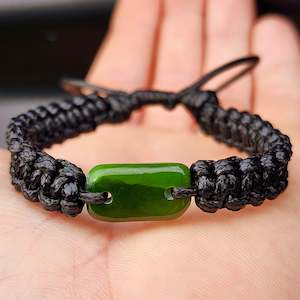 Nz Greenstone Bracelets: Natural Greenstone One Off Macrame Bracelet (1A3-755)