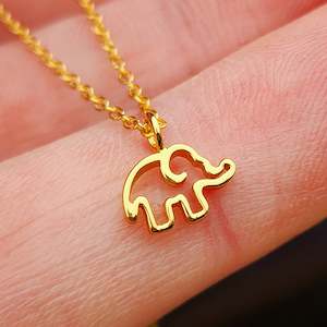 Childrens 925 Solid Sterling Silver Gold Elephant Necklace