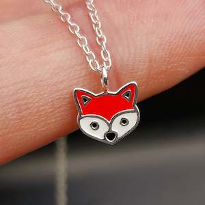 Childrens 925 Solid Sterling Silver Fox Necklace