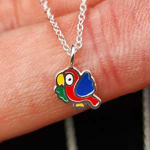 Childrens 925 Solid Sterling Silver Parrot Necklace