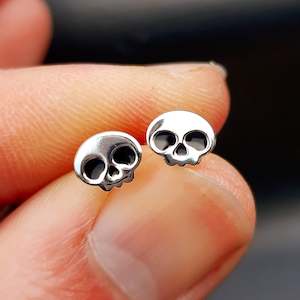 925 Sterling Silver Skull Stud Earrings