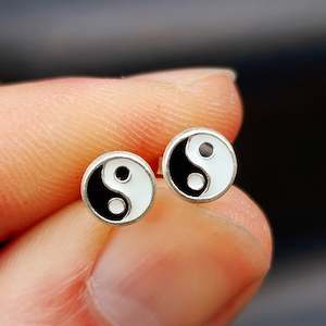 925 Sterling Silver Yin Yang Stud Earrings