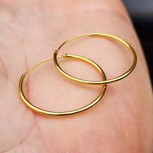 25mm Solid 925 Sterling Silver Gold Round Hoop Earrings