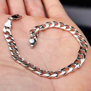 Sterling Silver Bracelets Bangles: Solid 925 Italian Sterling Silver 5.5mm Curb Chain Bracelet