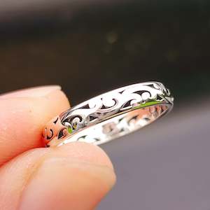 Plain Sterling Silver Rings: Solid 925 Sterling Silver Koru Band Ring
