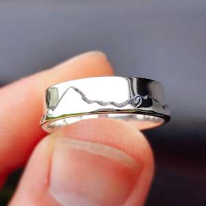 Plain Sterling Silver Rings: Solid 925 Sterling Silver Mountains Band Ring