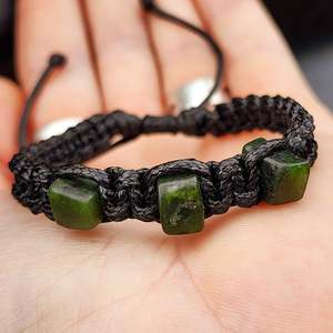 Natural Greenstone One Off Macrame Bracelet (1A3-793)