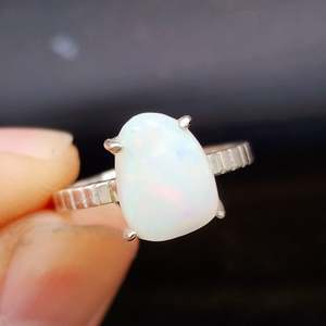 (Q) Solid 925 Sterling Silver & Natural Ethiopian Opal Handmade Ring