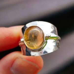 925 Sterling Silver & Natural Citrine Stone Handmade Cuff Ring