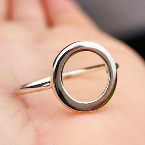 Solid 925 Sterling Silver 15mm Circle Ring