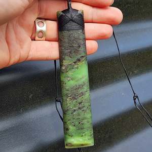XL NZ Greenstone Pounamu Toki Pendant Necklace (N454)