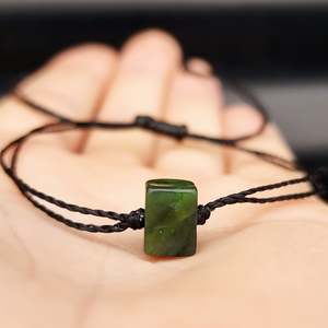 Nephrite Jade / Greenstone Cube Double Strand Bracelet