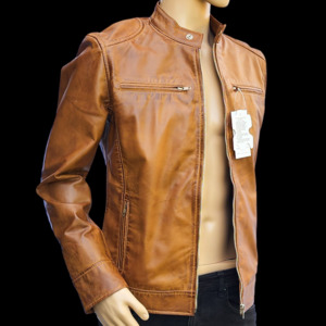 Mens Leather Jackets: The Camel - Mens REAL Genuine Leather Jacket - Tan Classic Cut