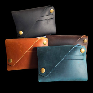 Genuine Leather Fold Over Card Holder - Multiple Color Options