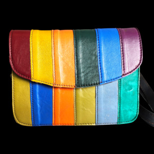 Leather Bags: Genuine Leather Patchwork Shoulder Bag - Multi Color