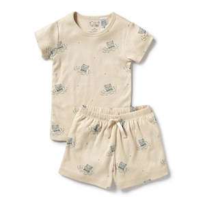 Boys Pyjamas: Wilson & Frenchy -Little Bear Organic Pointelle S/S Pyjamas