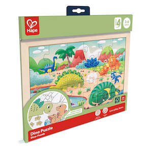 Hape - Double Sided Colour Puzzle Dinosaurs