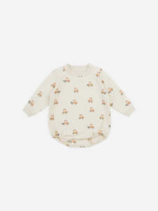 Last Of The Best: Quincy Mae - Crewneck Bubble Romper - Tractors - *Last Size* - 12-18 mths