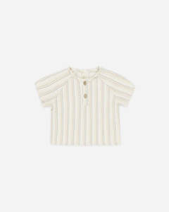 Boy Shirts: Quincy Mae - Short Sleeve Zion Shirt Summer Stripe