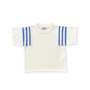 Grown Knitted Stripe Sleeve Tee - Milk