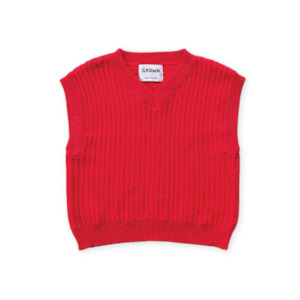 Cardigans: Grown Chunky Rib V-Neck Vest - Flame