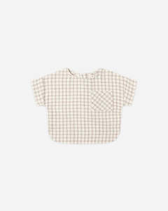 Boy Shirts: Quincy Mae Woven Boxy Top - Cedar Check