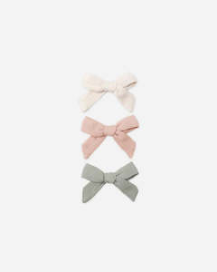 All Babies: Quincy Mae Bow W. Clip, Set of 3 - Natural, Fern, Rose